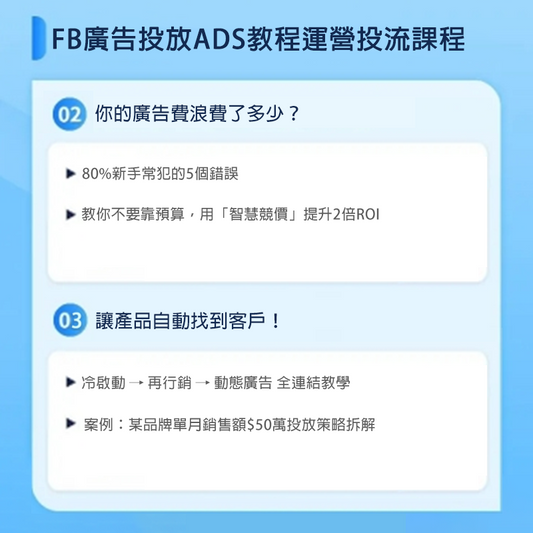 FB廣告投放ADS教程運營投流課程