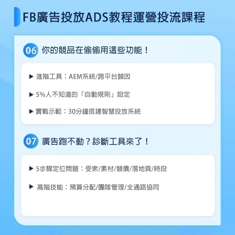 FB廣告投放ADS教程運營投流課程